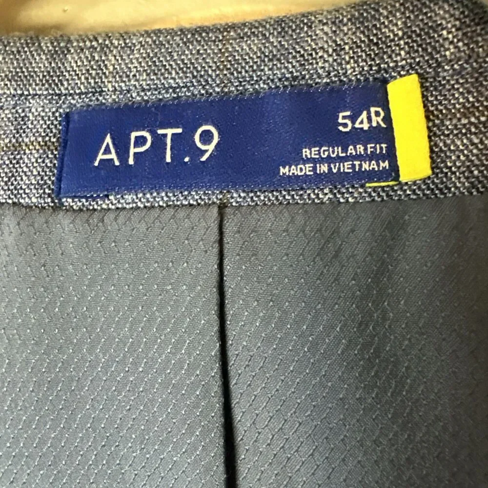 Apt. 9 Men’s Blue Plaid 2-Button Notch Lapel Blazer Sport Coat 54R